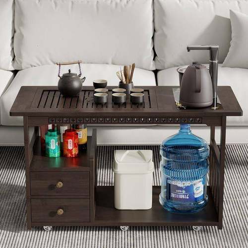 OYX高档动茶桌移茶台小茶车客厅泡动茶几茶具套装自烧全水壶一体