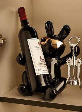 摆20230110贝汉美轻奢风墨兔瓷酒镜架软装家居装饰品陶件热采