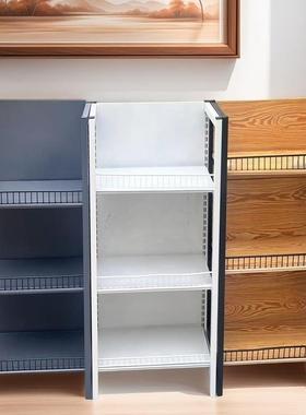 超货架示架白色带护栏多层MVL可调商单节中岛挂钩双展面