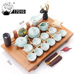 木茶盘茶整 170B全套茶海全套茶具套家用客自动170B套泡茶道厅实装