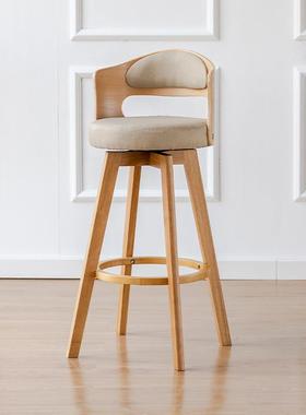 实木吧台靠椅现代简约酒吧子旋转高脚ZG-81911椅凳吧台凳前台高脚