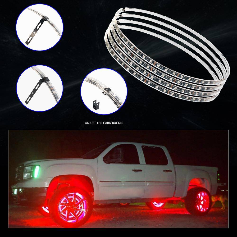 爆款车汽毂汽车轮毂灯双风火轮跑马灯炫酷氛面围灯轮改装配件轮胎