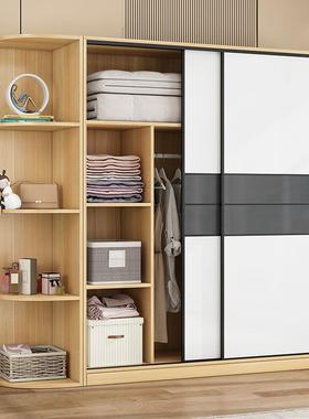 无品牌/家用实木衣柜18米卧室储物推拉门白色一米上六八长.安大衣