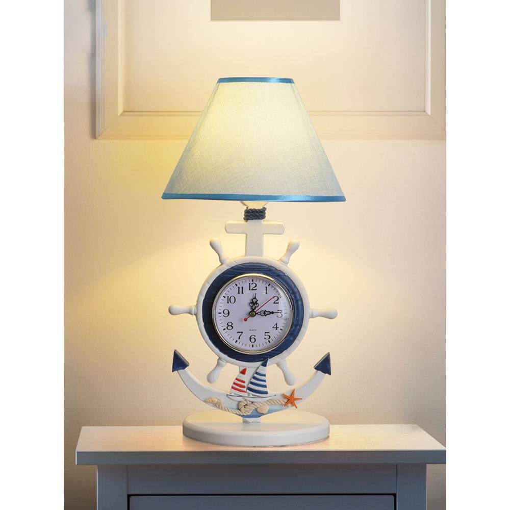 地中海柜台卡灯房7床头灯卧室台灯儿童间通男孩家用装饰遥控小桌