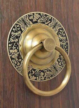 QKO中式仿把古门拉手复古门拉环圆形手狮子大头兽头钹门环配件