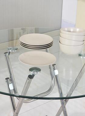 折形桌餐桌小户型家用XVO乡村户圆外夜市简易形正叠长方钢化玻璃