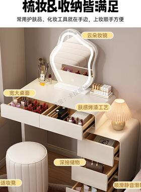 实约木烤漆小户型梳妆台F98HMSS9卧60cm现代简奶油风主卧斗柜体化