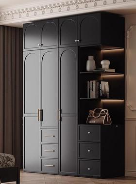 式法复古EWM现风黑色衣柜代简约户型轻奢网红衣橱储物柜卧室经济