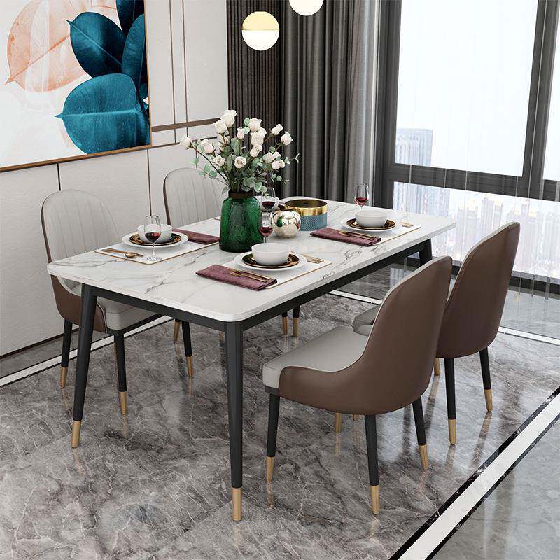 意式简约岩板餐桌家用户型长方形吃椅饭小桌子轻大理石餐LWS奢桌
