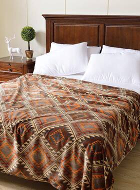 XEIF7M9999S3美式双层毛绒毯加厚季冬法兰绒毛毯盖毯婚庆双珊瑚毯