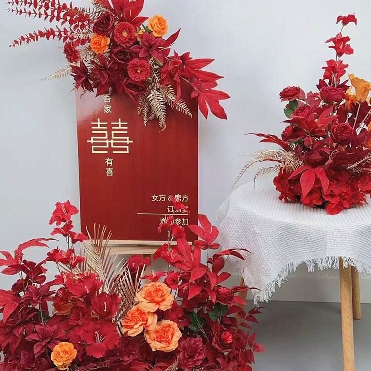 婚庆仿真花周岁布置订婚花艺摆件婚礼地排花假花装饰迎宾花路引花