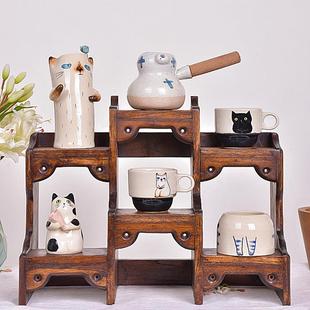 壶展示紫砂摆壶放架子茶茶具置物 7K小型博古架实木中台桌AOX面式