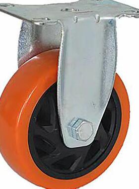 中型橙色6寸花轮子WEY万向轮带边刹布草车向脚轮定向万带刹通脚轮