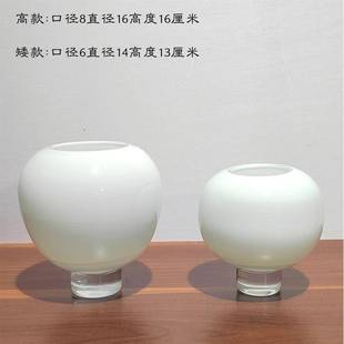 现代简琉约收口璃璃花饰瓶摆件家居样板房玻餐厅桌面插1340花装 摆