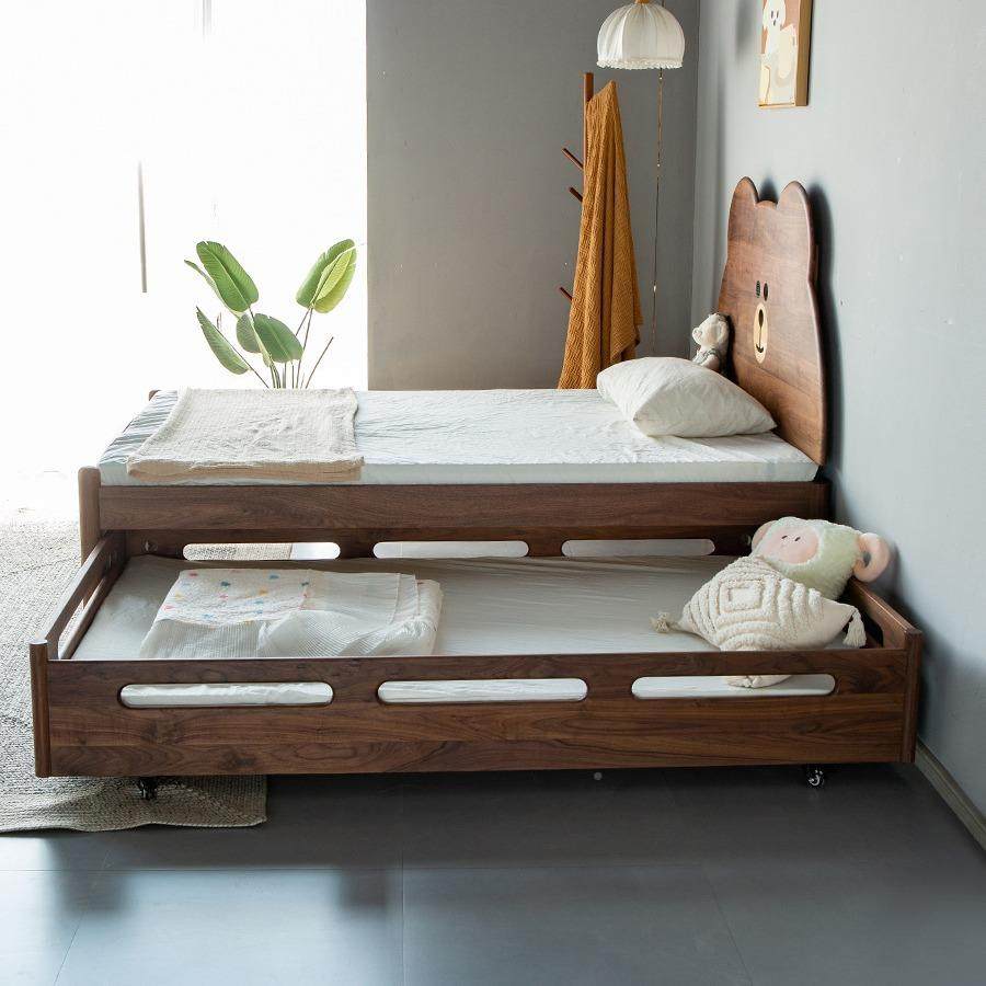 多北美黑胡桃木子推母床拖拉床儿童床白橡低木拉床高功能XCI樱桃