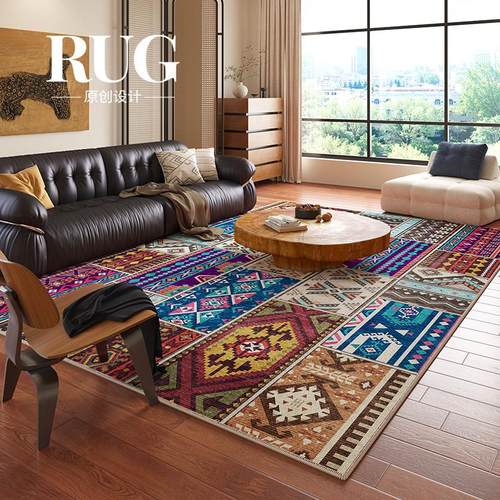 RUG原创设计 波斯民族风地毯客厅轻奢高级感中古复古免洗卧室地垫