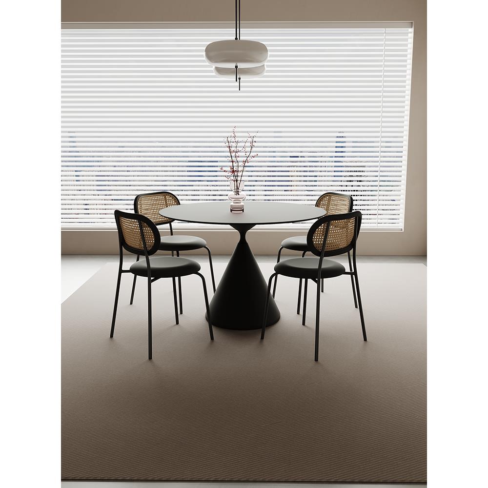 纯黑岩板圆桌极简创意现代简约圆形餐桌德利丰小户型家用飞碟饭桌