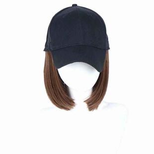 连帽化疗后女士假发棒球帽带假发的帽子女款2023新款短发一体时