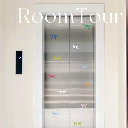 创意ins蝴蝶结电梯贴纸高级感入户门装饰电梯贴一梯一户门口布置