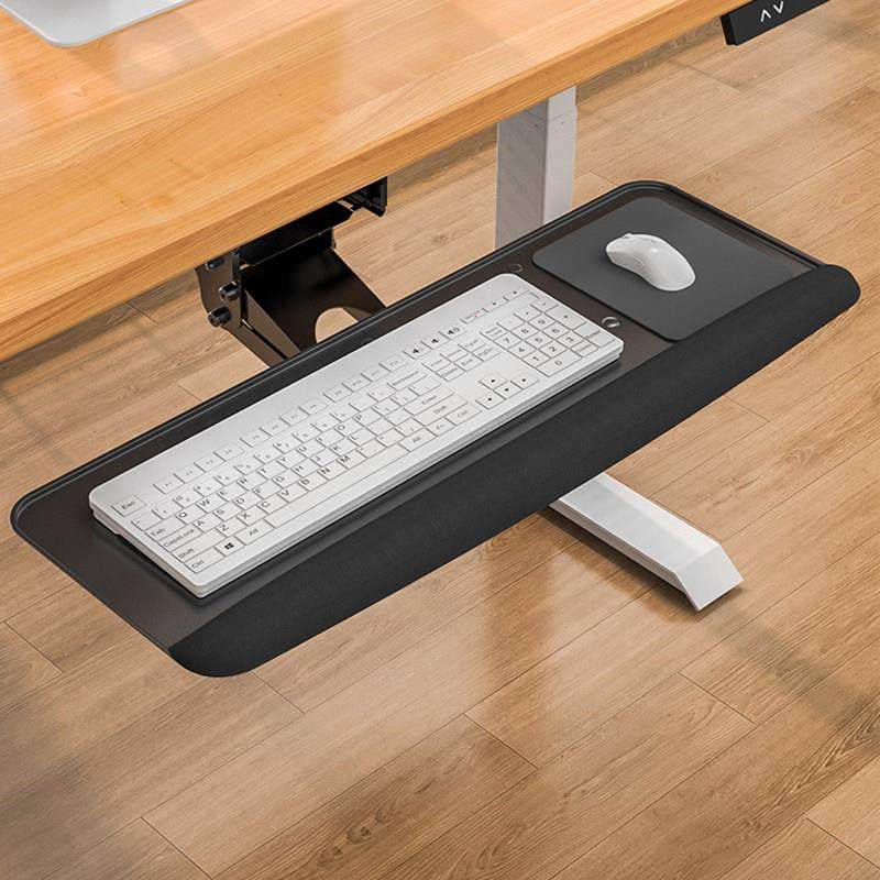 键盘托架桌下滑轨抽屉托盘人体工学键盘架电脑办公桌鼠标旋转支架