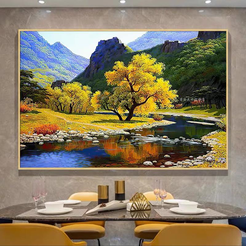 灿烂金秋欧式5D钻石画全新客厅卧室满是钻石山水画钻石十字绣线绣
