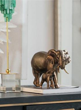 丰收之家欧洲覆古铜金大象家居饰品入口样品室书房软装饰设计饰品
