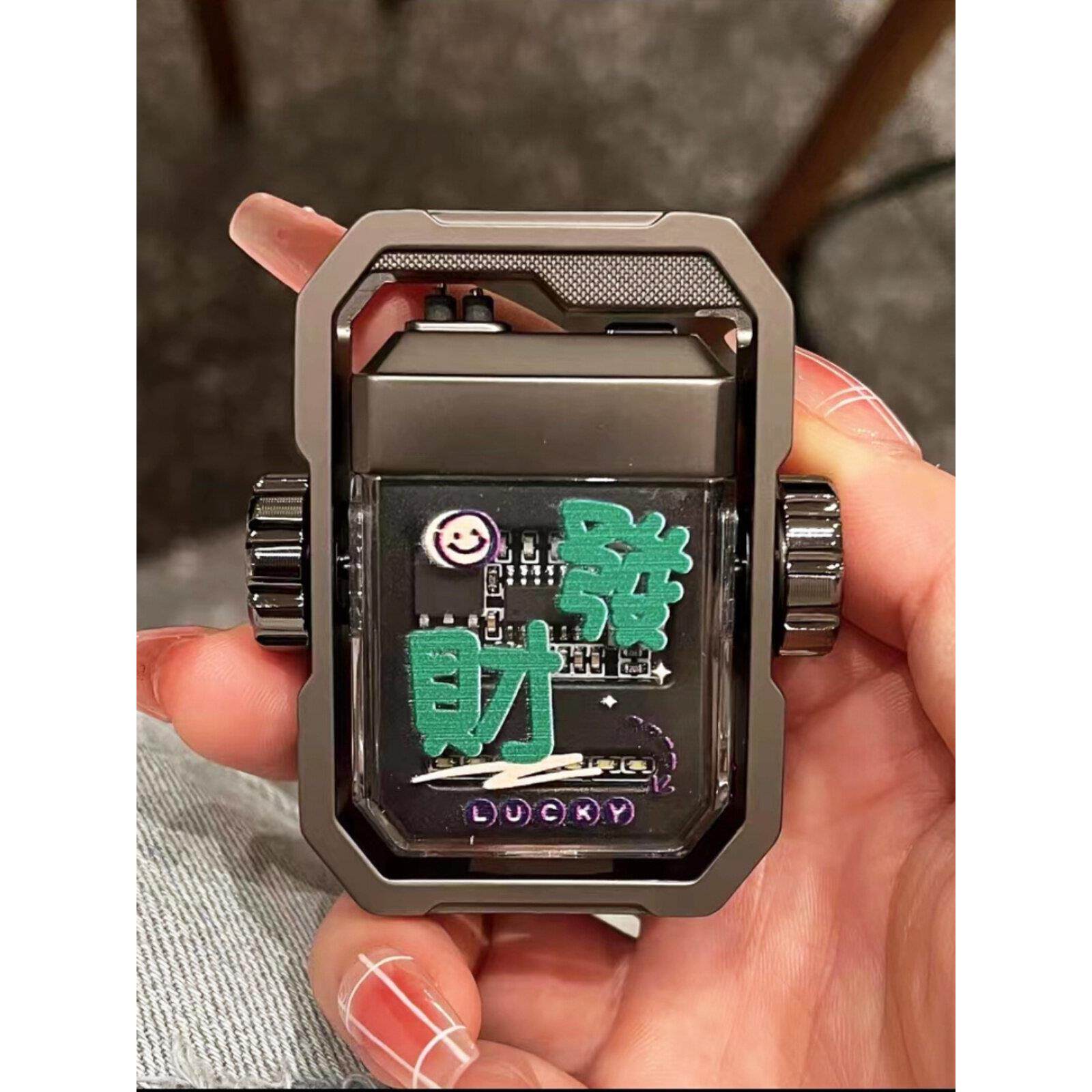 创意个性旋转陀螺双电弧打火机防风usb充电炫酷高档送男友高颜值