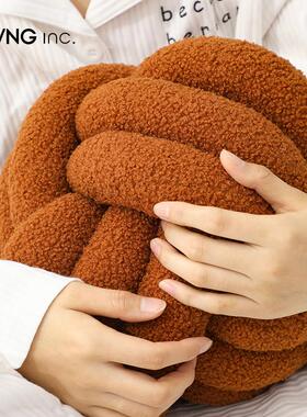 LIVING inc泡芙球 ins打结球抱枕编织圆球形沙发靠枕创意飘窗装饰