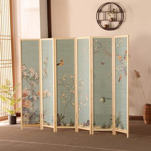 原木竹制折屏酒店办公室双面玄关门屏风 实木屏风隔断客厅现代中式
