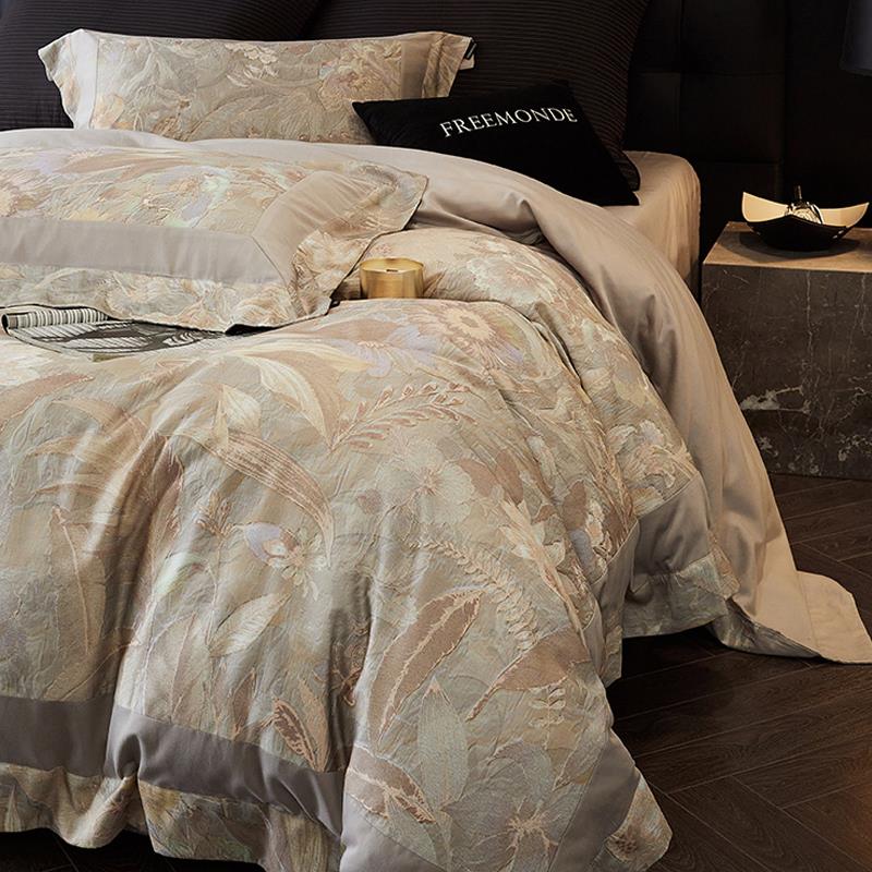 轻奢高级感140S天丝棉磨毛四件套数码印花被套冬季保暖别墅床品