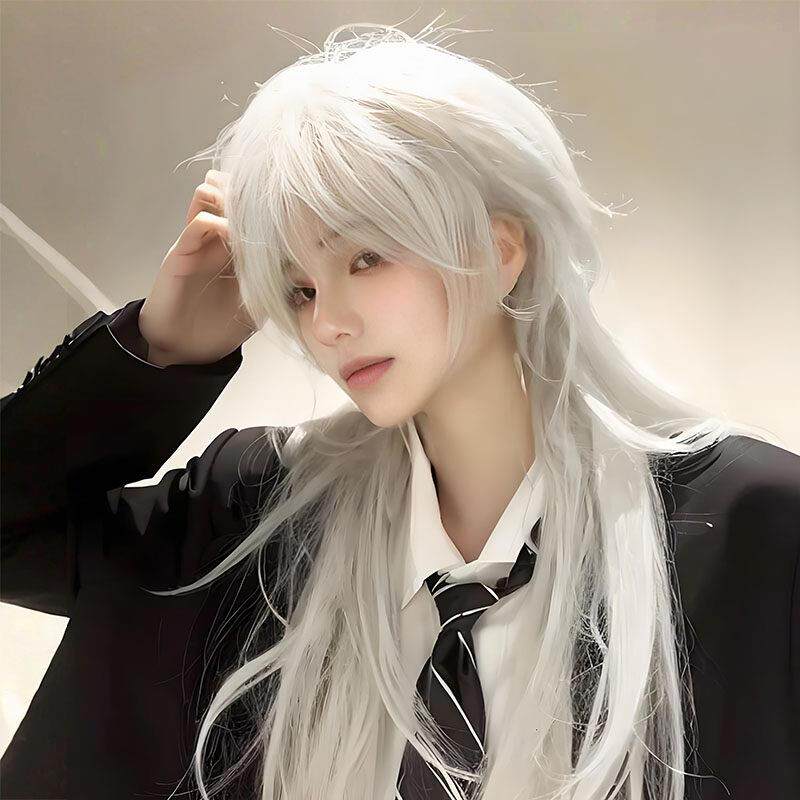 拉普兰德同款cos动漫白色假发中性加长狼尾水母头男生万用全头套