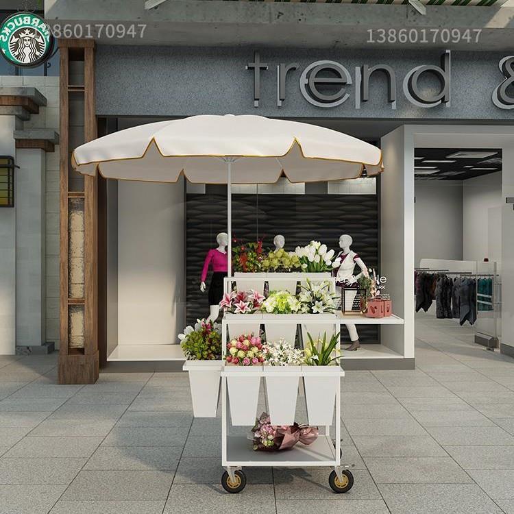 摆摊卖花鲜花小推车夜市户外花店用品花束折叠多层售卖花桶垒德株