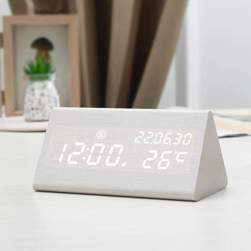 复古木质闹钟 LED静音电子钟创意床头钟客厅座钟摆件夜光时钟