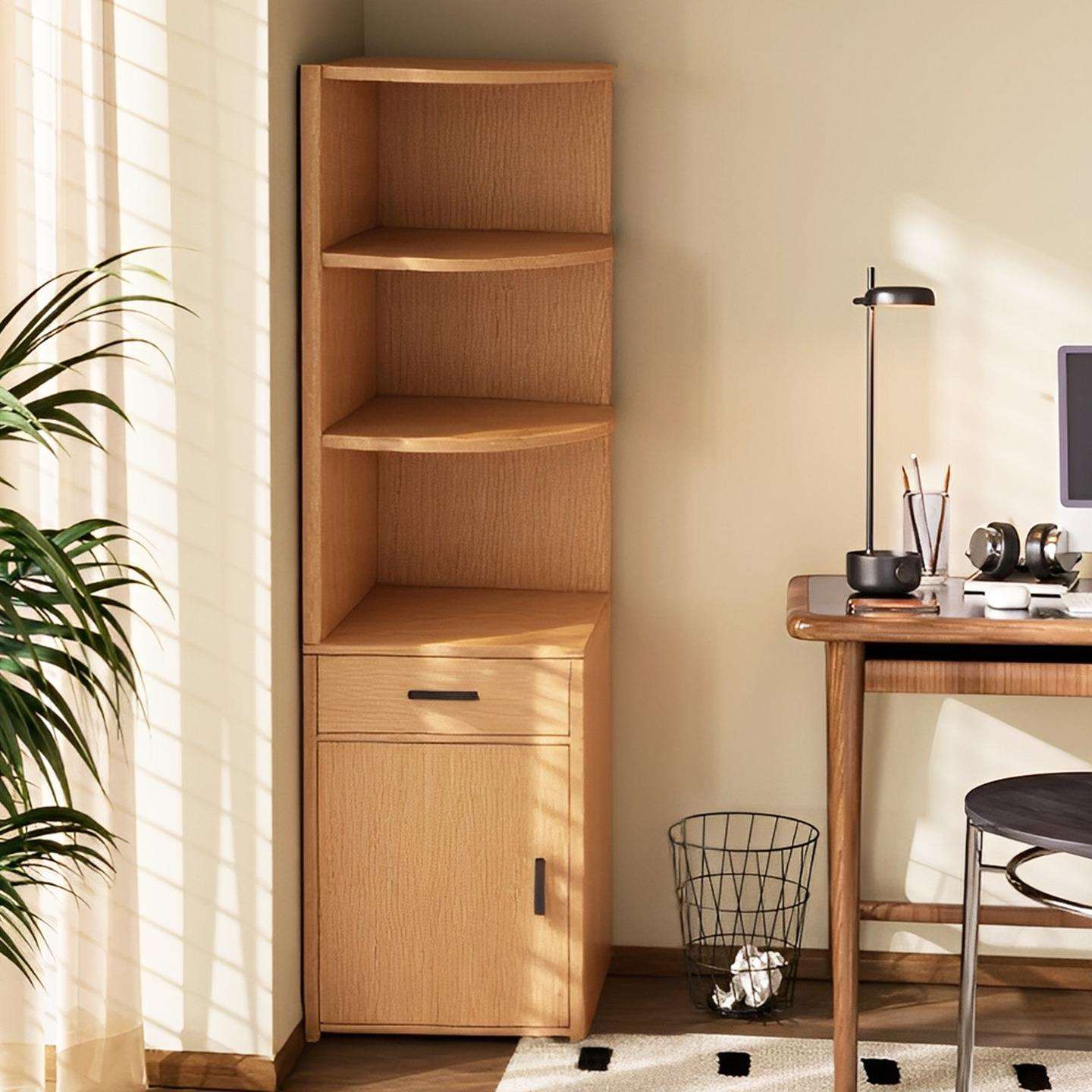 实木角柜转角柜中古风三角置物架客厅电视旁落地多功能储物展示柜