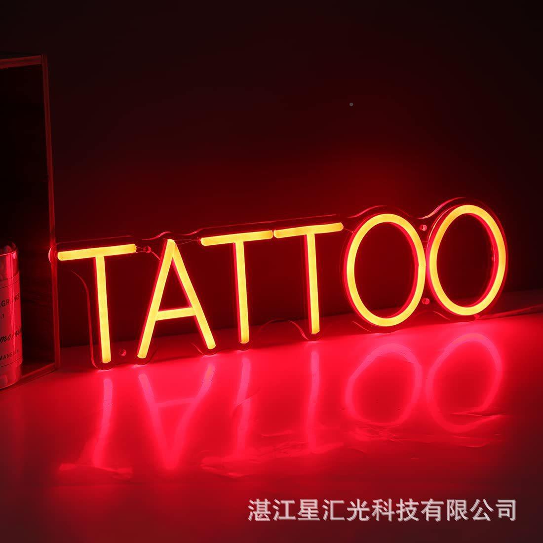 le霓虹灯牌TATTOO工纹身店面QTC工作室发光标识俱d乐招部装饰厂直