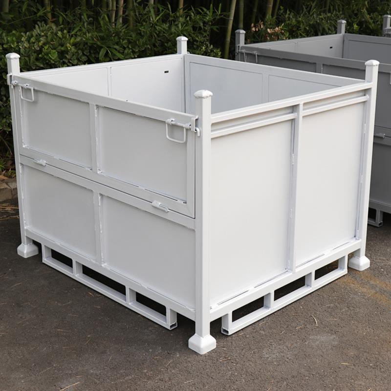 可可折叠可堆垛铁板箱叉车铲运工厂专用重型周转箱仓储铁皮箱