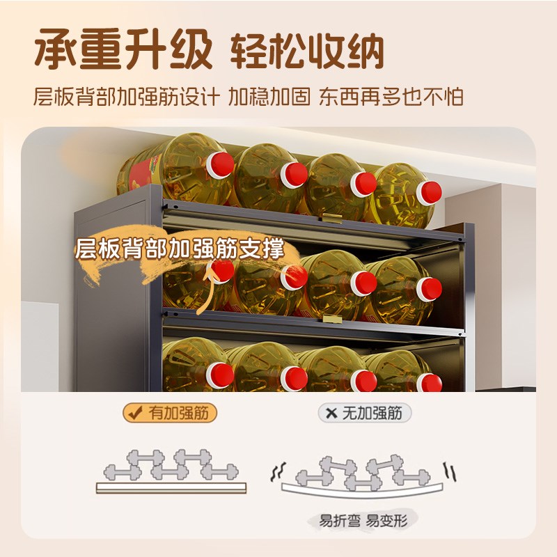 钢制厨房置物架落地多层橱柜家用多功能烤箱微波炉架子防尘储物柜