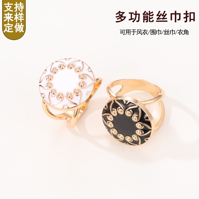 高档丝巾扣优雅玫瑰花小方巾多功袖扣