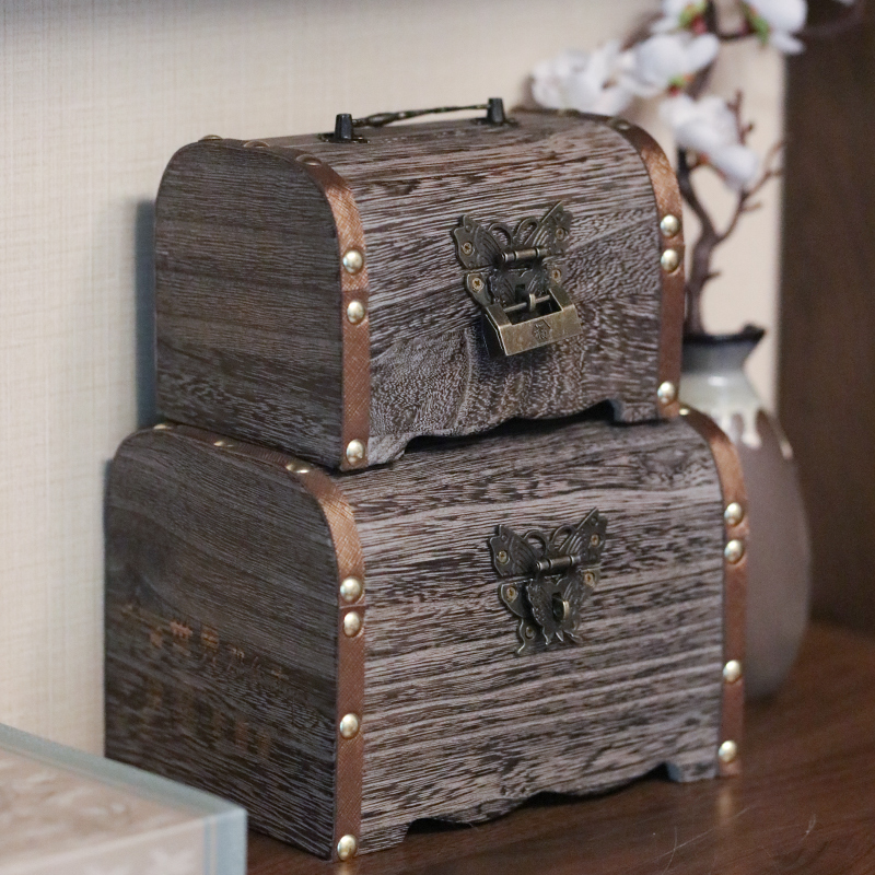 儿童存钱罐只进不出带锁收纳盒木存钱箱网红防摔儿童存钱罐密码箱