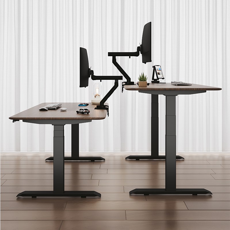 智芯 黑胡桃木电动升降桌实木书桌办公学习桌智能电脑桌家用X3A