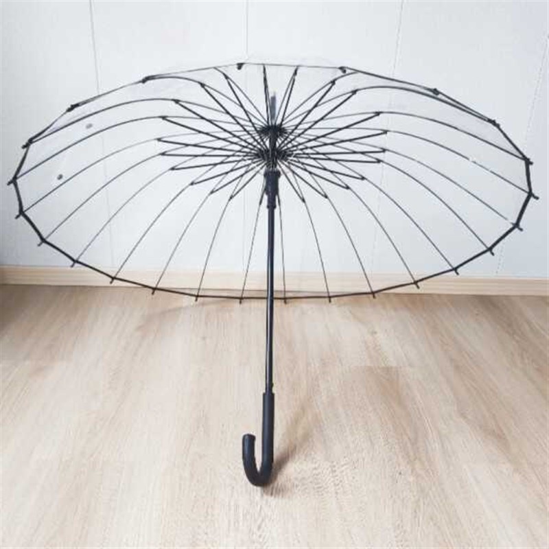 24骨自动弯钩透明伞双人伞长柄透明雨伞抗风结实男女通用伞