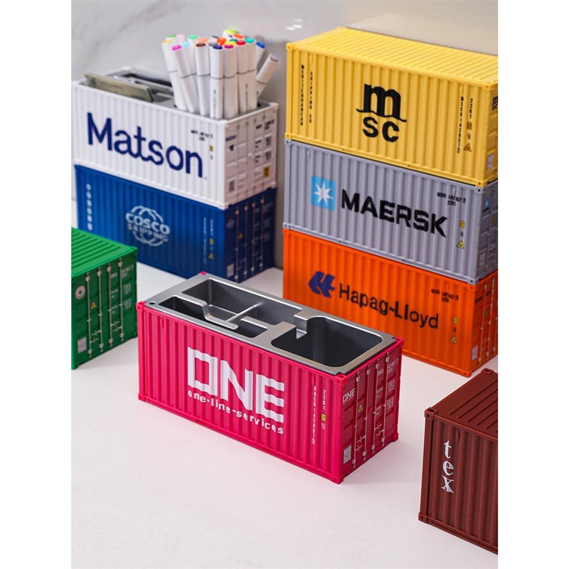 20尺1:30集装箱模型摆件仿真塑料笔筒名片盒Q商务礼品可定制加印