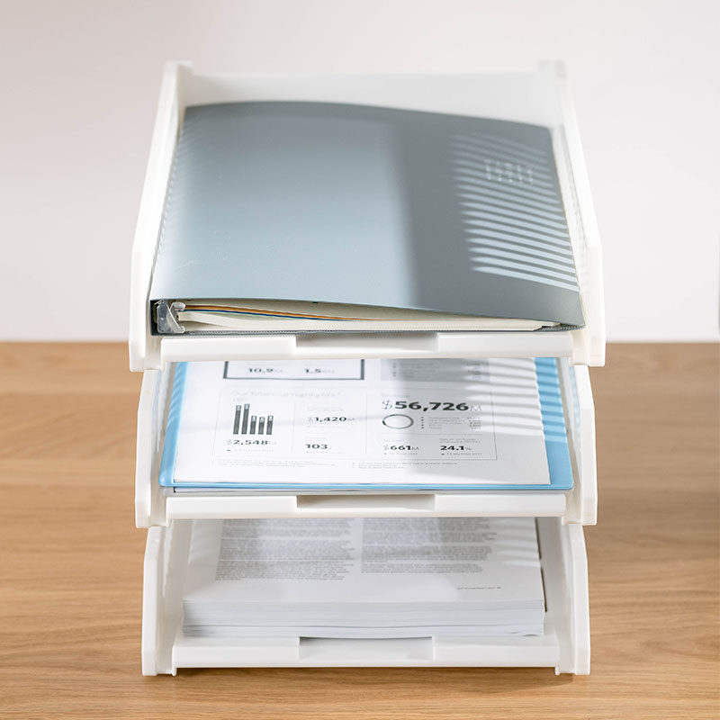 白色办公室桌面多层文件架三层资料架办公桌收纳书架置物架档案资