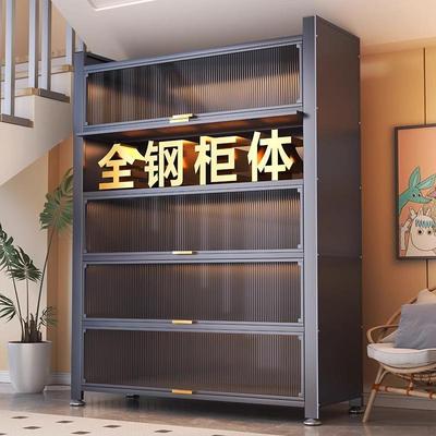 ?家用钢箱制厨房HXJ收纳落地多层置物架波炉烤橱柜微带门防尘储柜