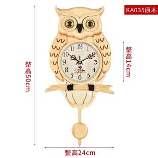 创意家用木钟头挂钟卧室钟客厅鹰时钟卡通猫挂KA031钟表石英 时尚