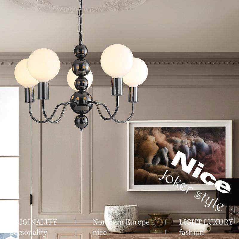 珍珠JGZ球球吊灯法式简北美复古客厅设计极师中古黑简约餐厅灯卧