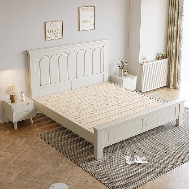 美式实木床1.8米双储人物MQK主卧现代简约人奶风1.5单床轻奢结油