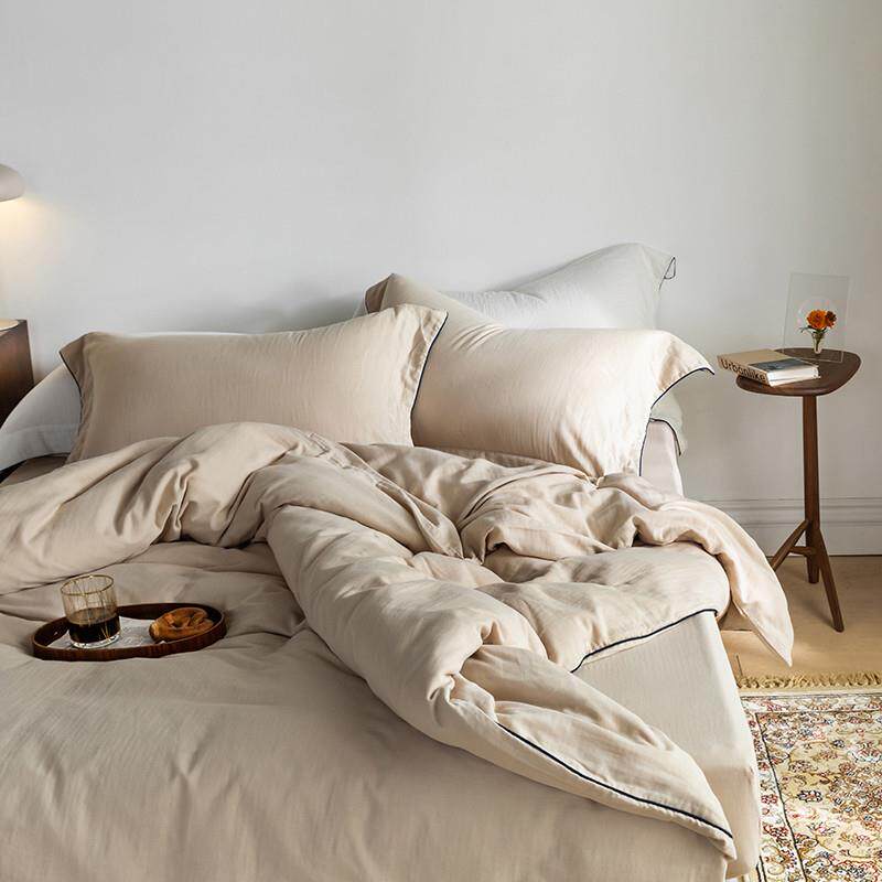 MOQ5婴儿类全棉素双层纱四件套纯棉纱布床单被套无品牌/裸色睡双