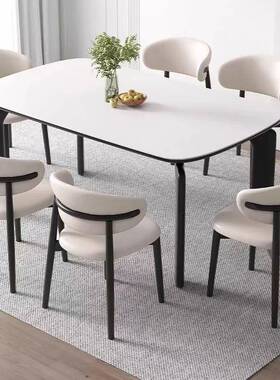 木岩al253353板餐桌现代轻简约家用小户型饭桌长方形实奢桌餐椅组