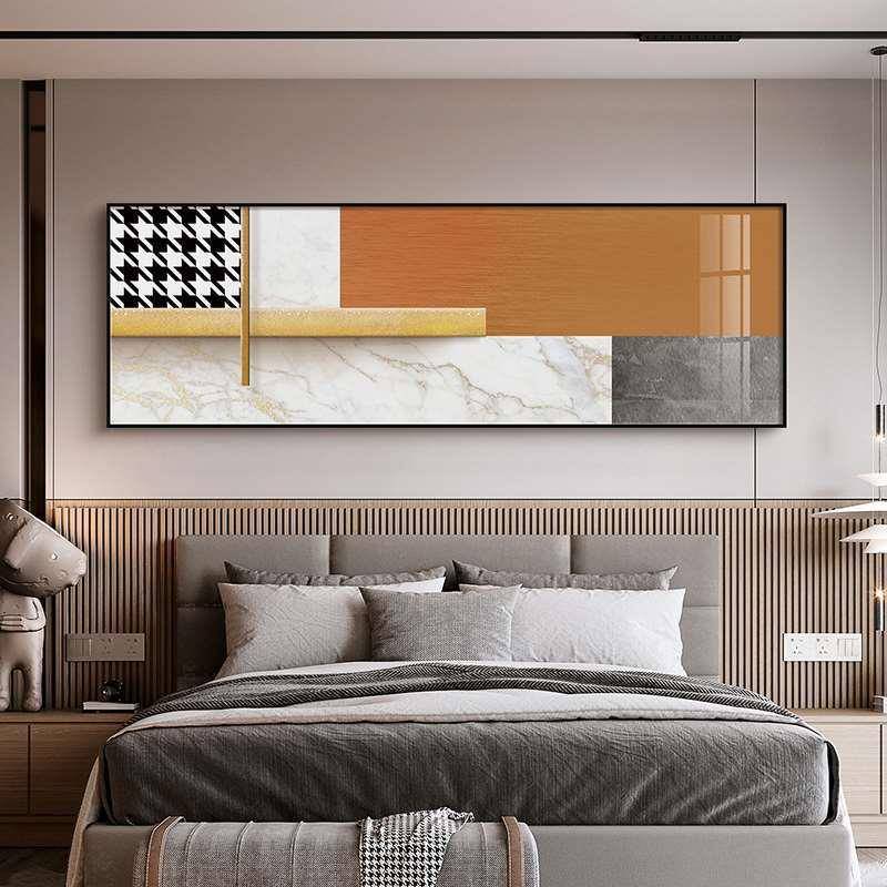 橙色卧室装风饰画床挂CT-A094画现代简约横版轻房间壁画温馨头奢